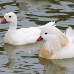 pato mandarim casal branco